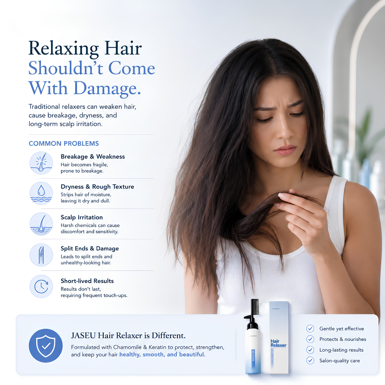 Jaseu Hair Relaxer - Smooth Straight Hair at Home